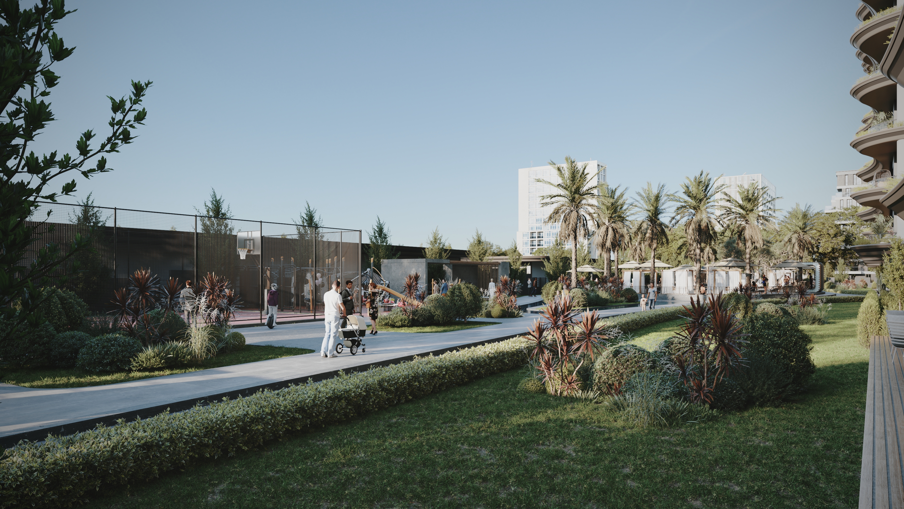 UBB Mersin Tekince Konut Kompleksi - Gündüz & Gece Aydınlatmalı Dış Cephe Görselleştirme